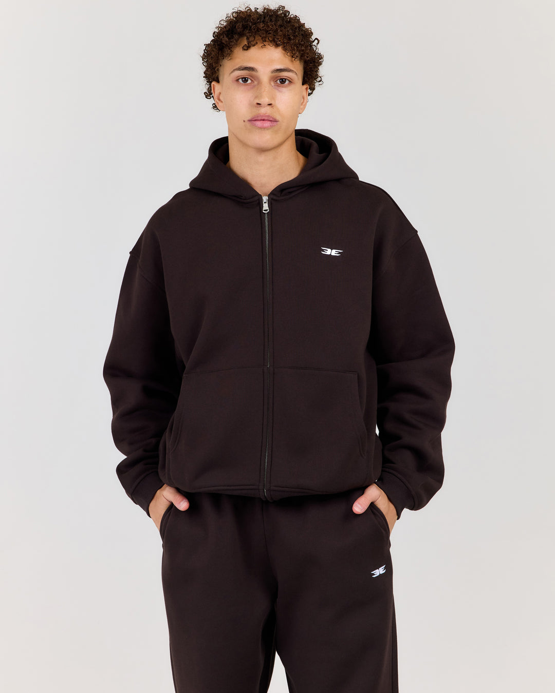 Classic Relaxed Hooded Zip Through - Coffee Bean