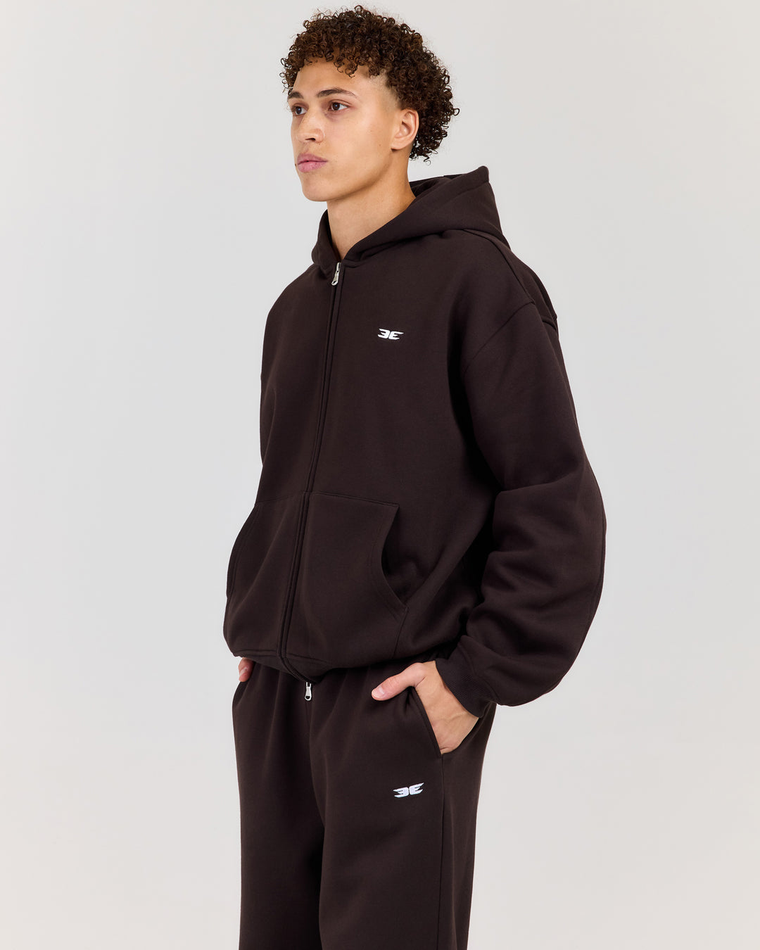 Classic Relaxed Hooded Zip Through - Coffee Bean