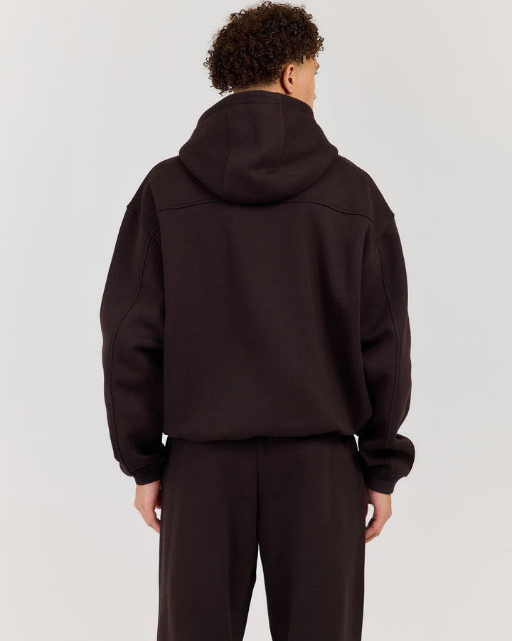 Classic Relaxed Hooded Zip Through - Coffee Bean
