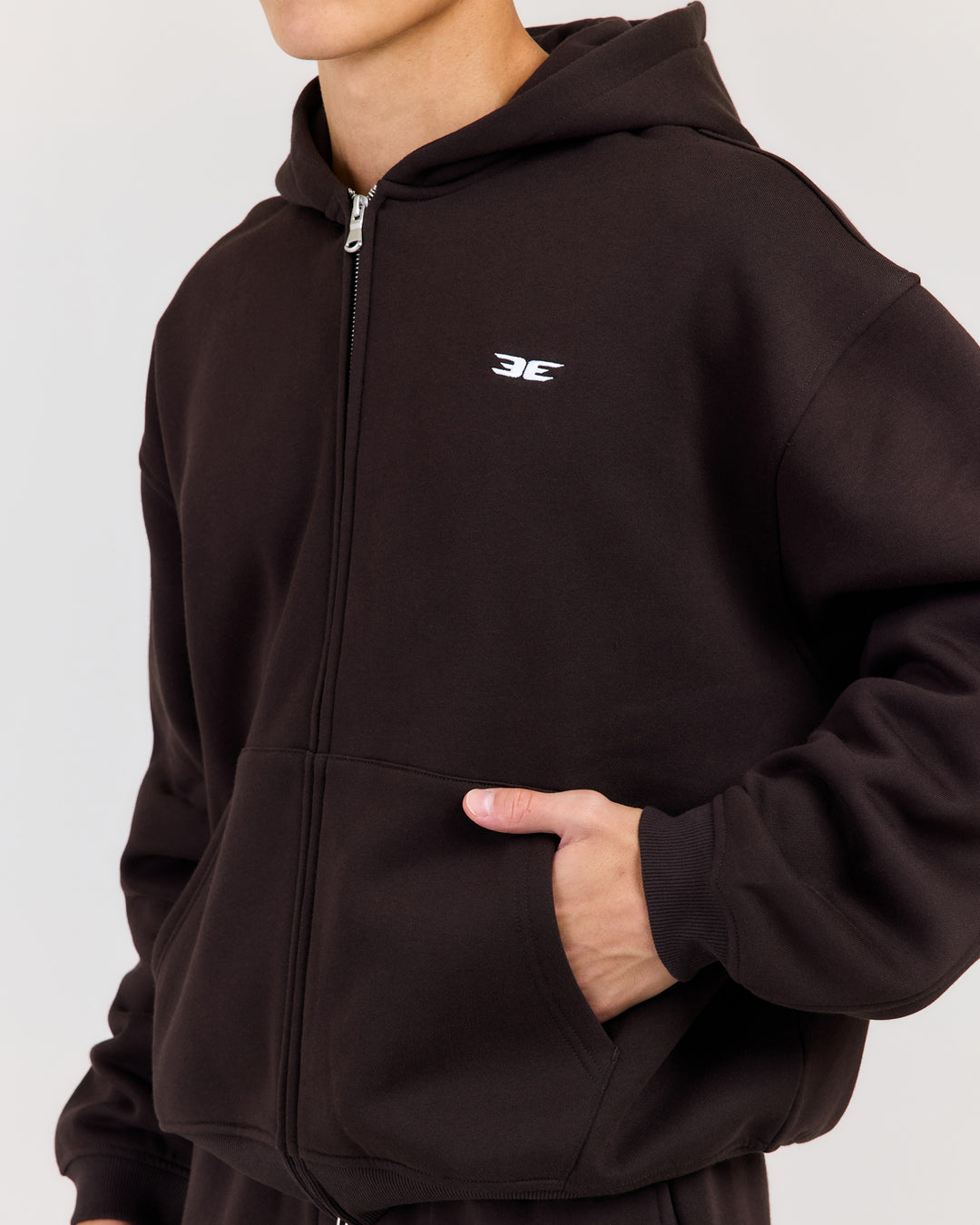 Classic Relaxed Hooded Zip Through - Coffee Bean