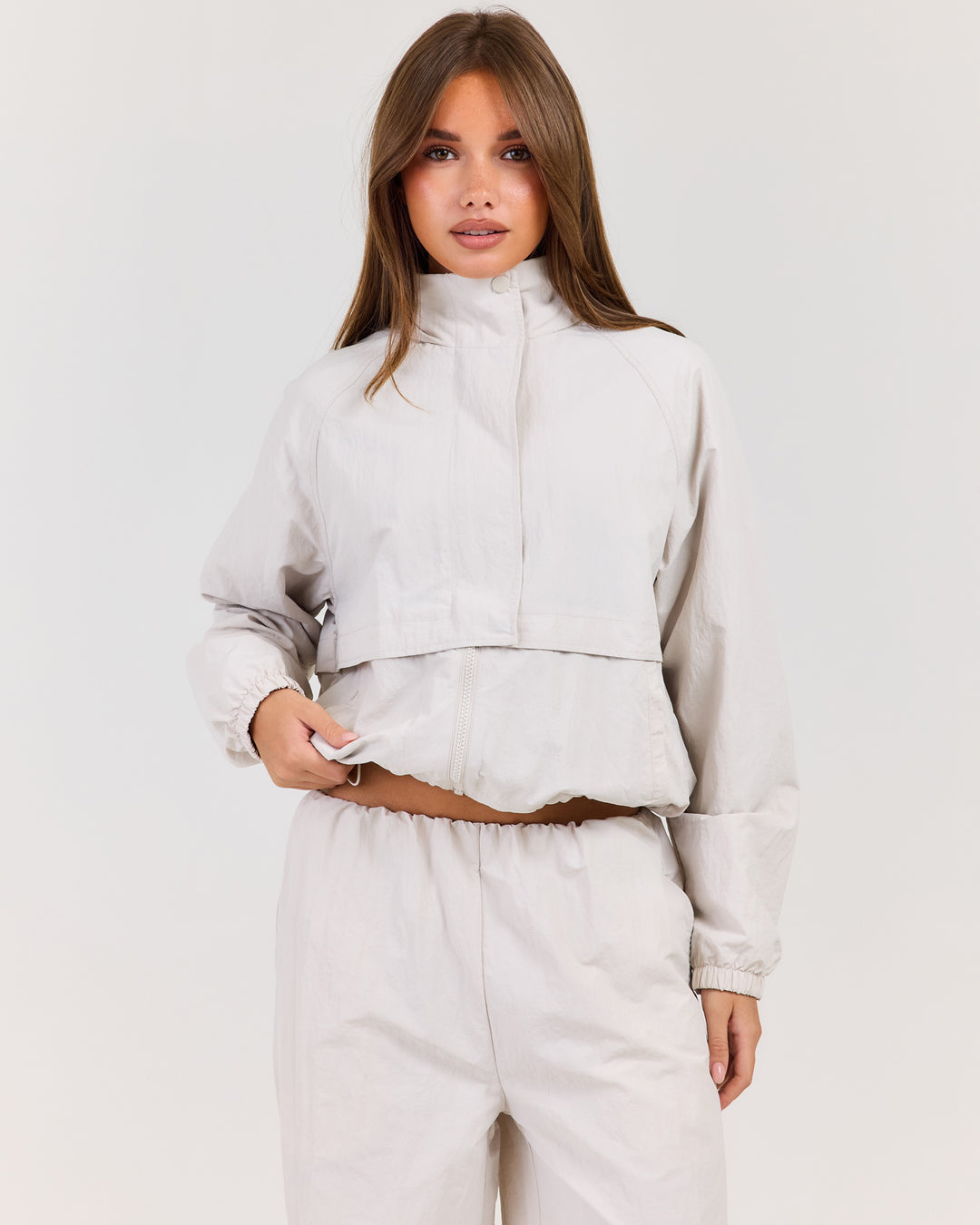 Lightweight Funnel Neck Jacket - Bone