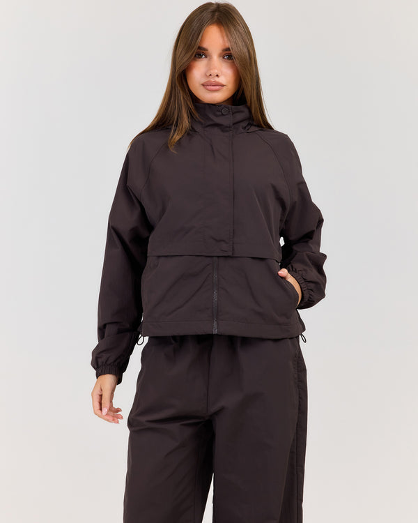 Lightweight Funnel Neck Jacket - Coffee Bean