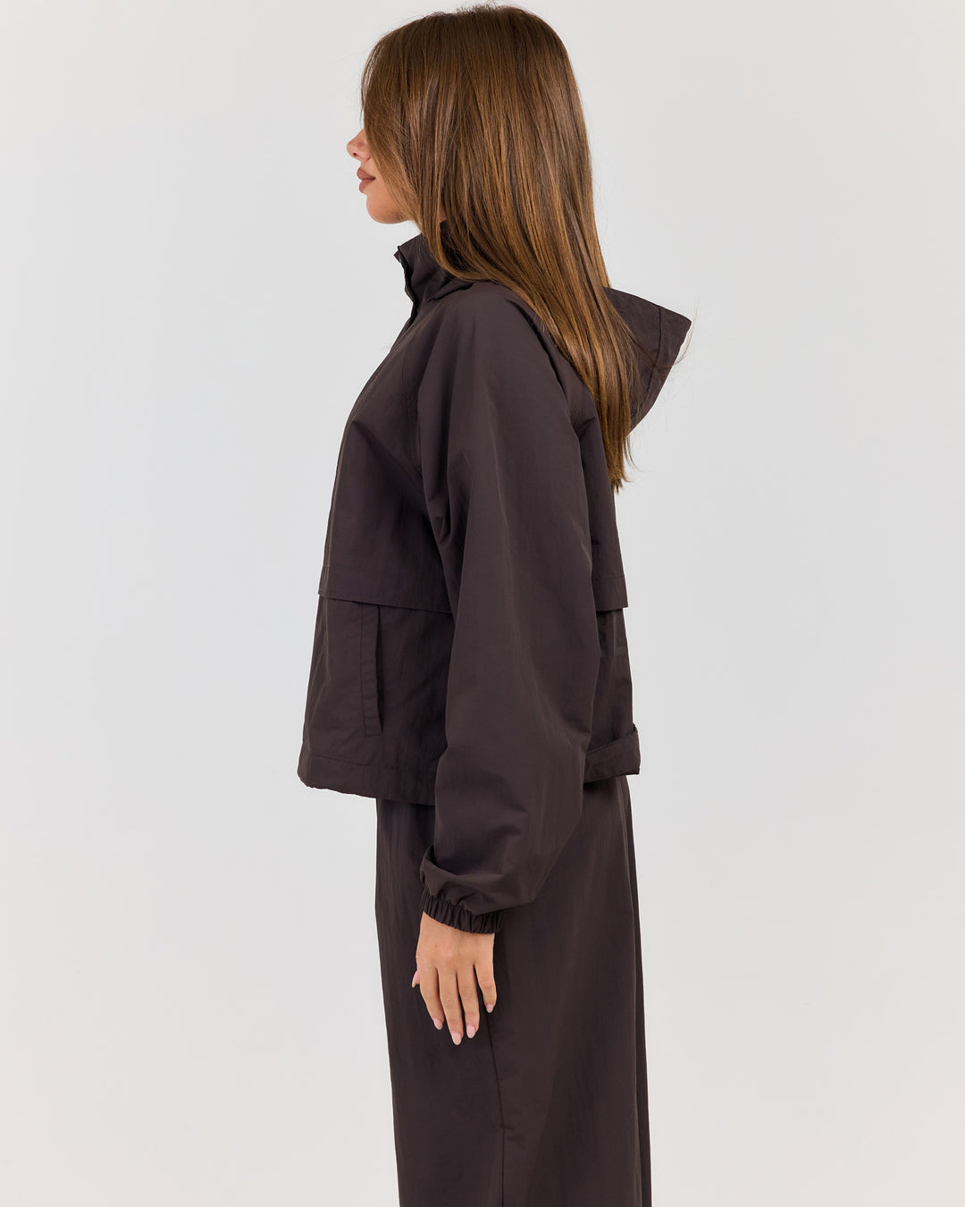 Lightweight Funnel Neck Jacket - Coffee Bean