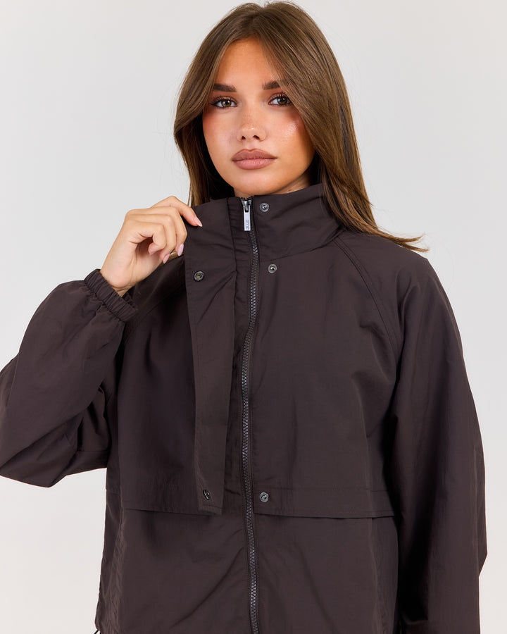 Lightweight Funnel Neck Jacket - Coffee Bean