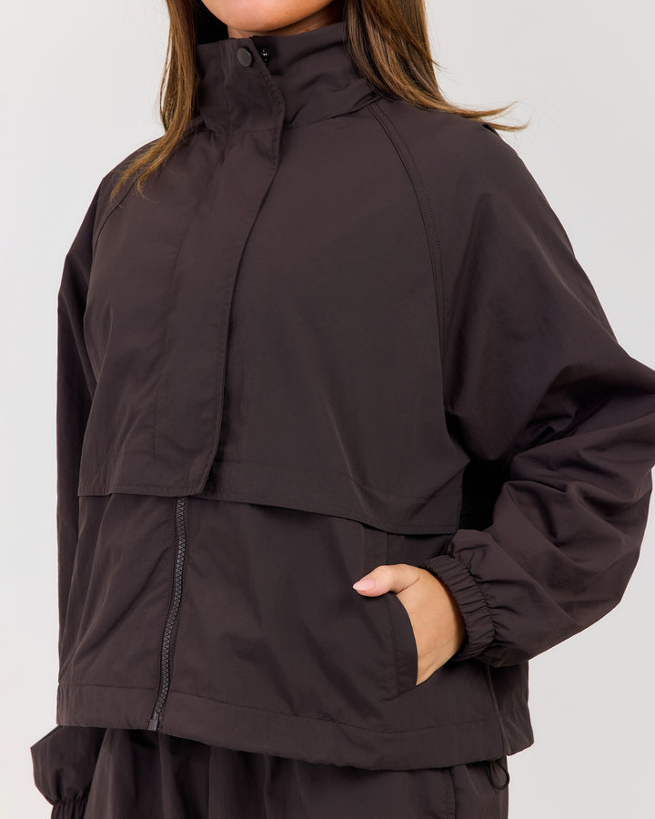 Lightweight Funnel Neck Jacket - Coffee Bean