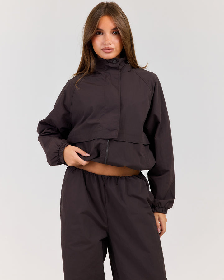 Lightweight Funnel Neck Jacket - Coffee Bean
