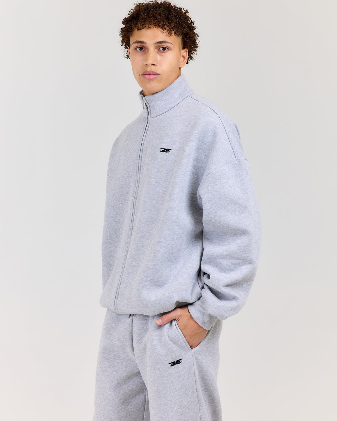 Classic Relaxed Zip Through - Grey Marle