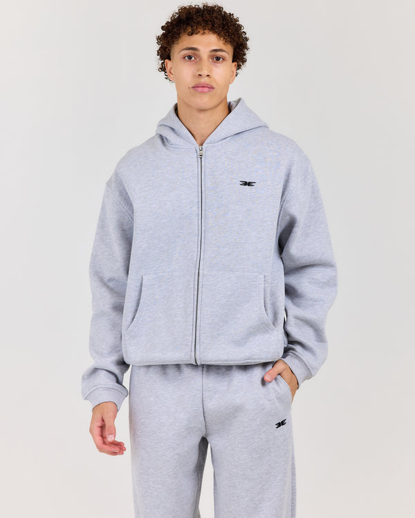 Classic Zip Through Hoodie - Grey Marle