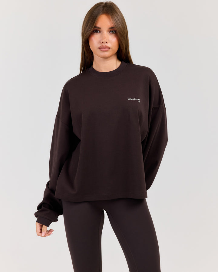 Women's Oversized Long Sleeve - Coffee Bean