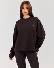 Women's Oversized Long Sleeve - Coffee Bean