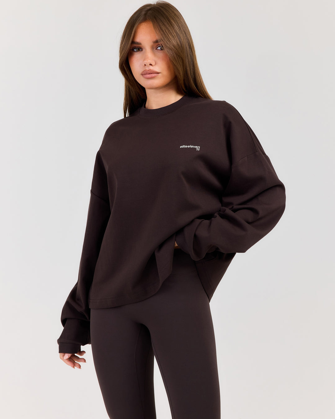 Women's Oversized Long Sleeve - Coffee Bean