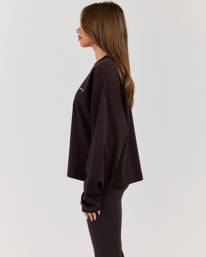 Women's Oversized Long Sleeve - Coffee Bean