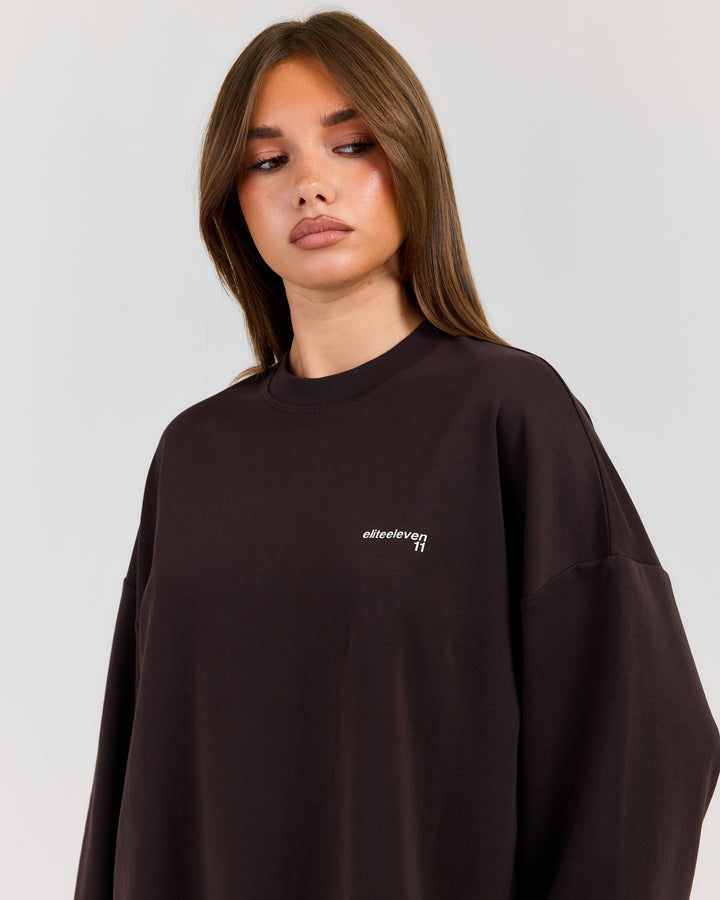 Women's Oversized Long Sleeve - Coffee Bean
