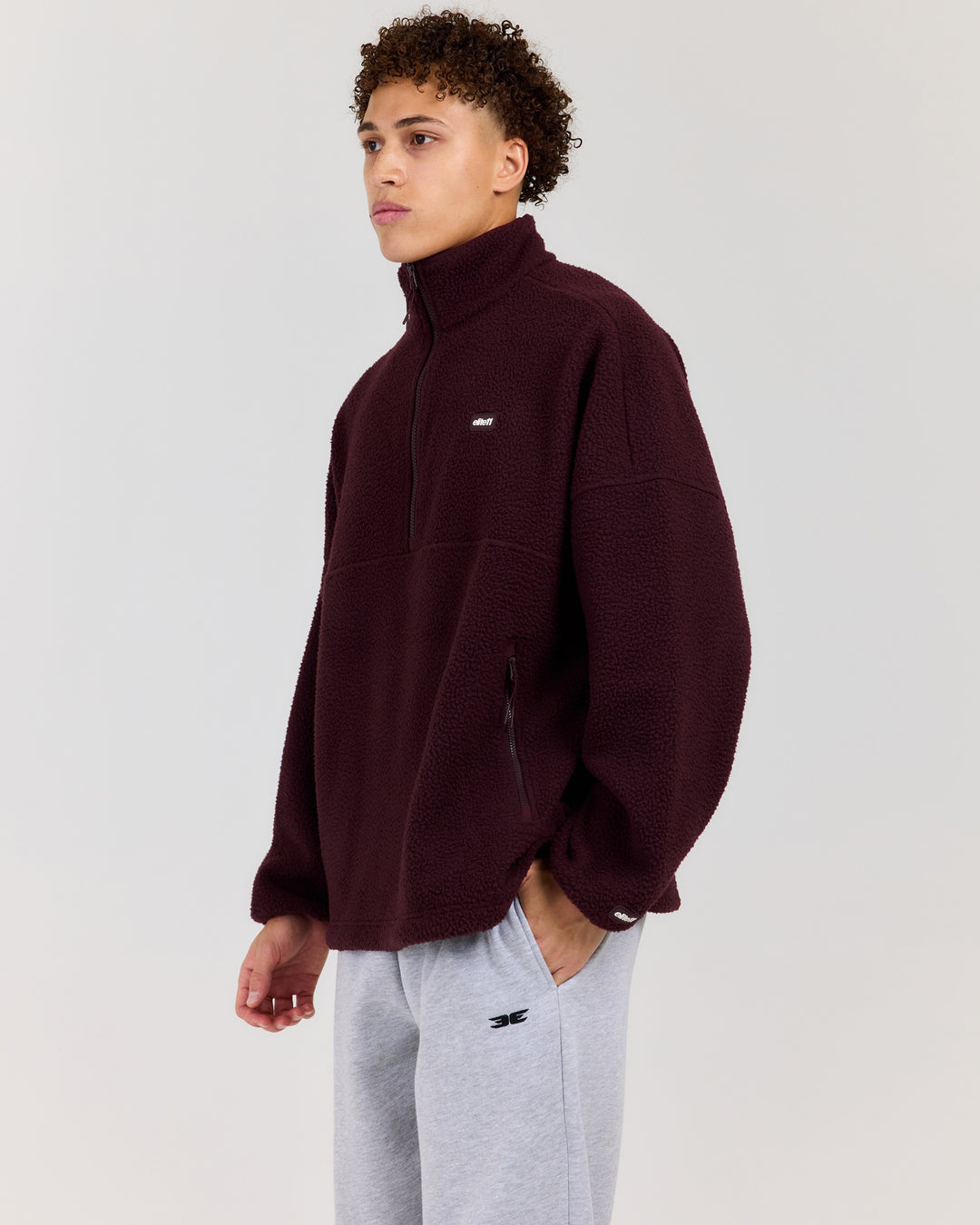 Men's Teddy Fleece 1/4 Zip - Deep Plum