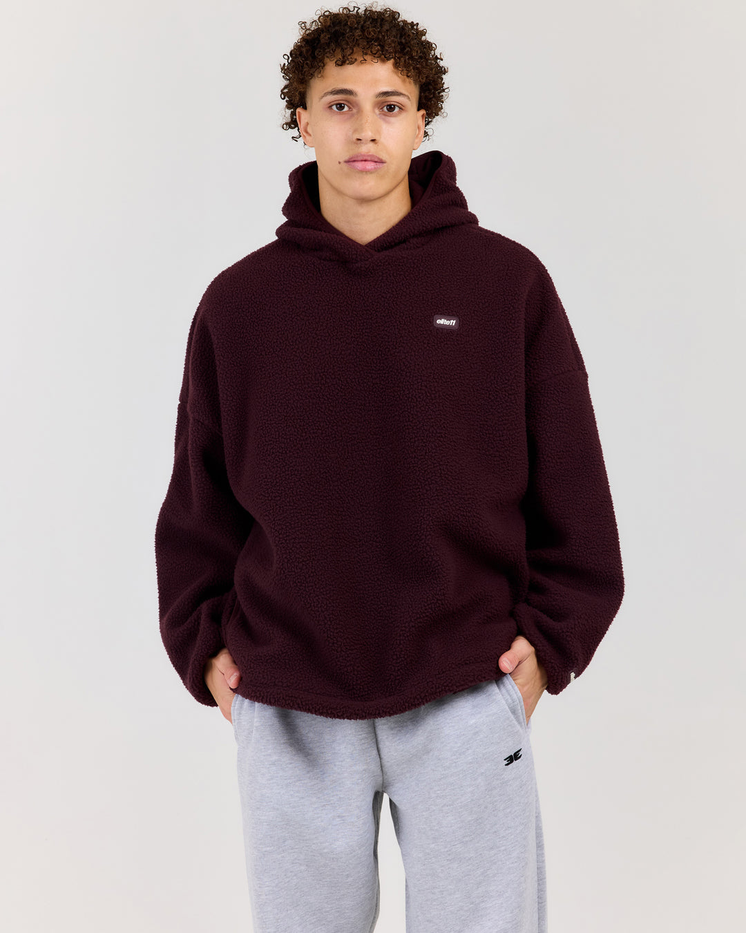 Men's Teddy Fleece Hoodie - Deep Plum