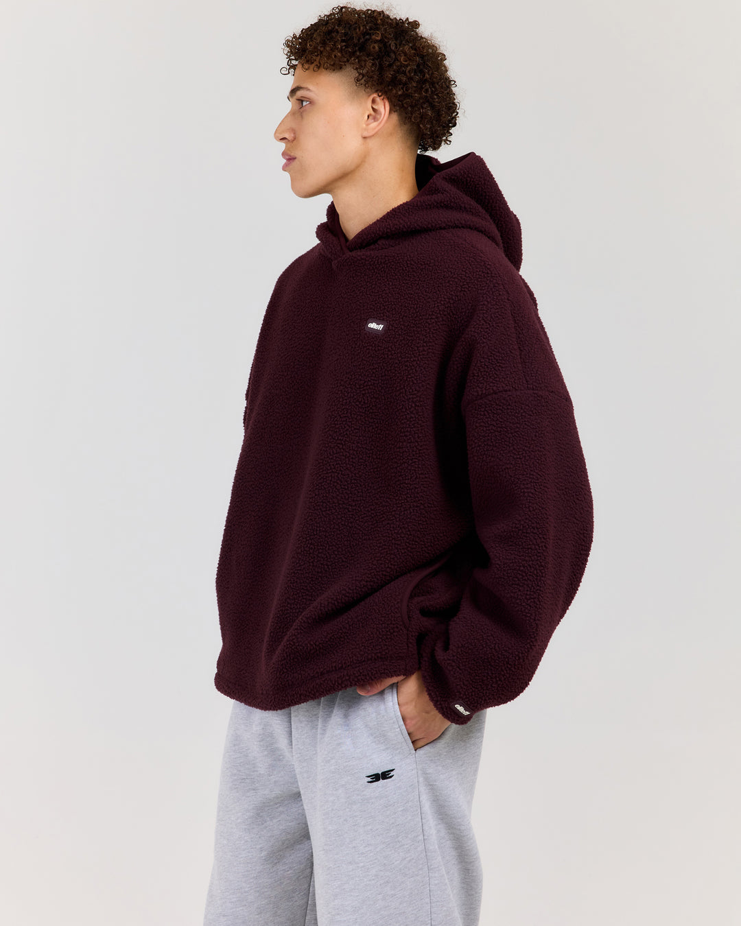 Men's Teddy Fleece Hoodie - Deep Plum