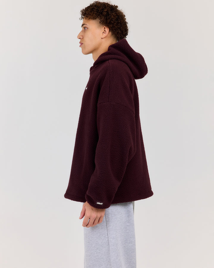 Men's Teddy Fleece Hoodie - Deep Plum