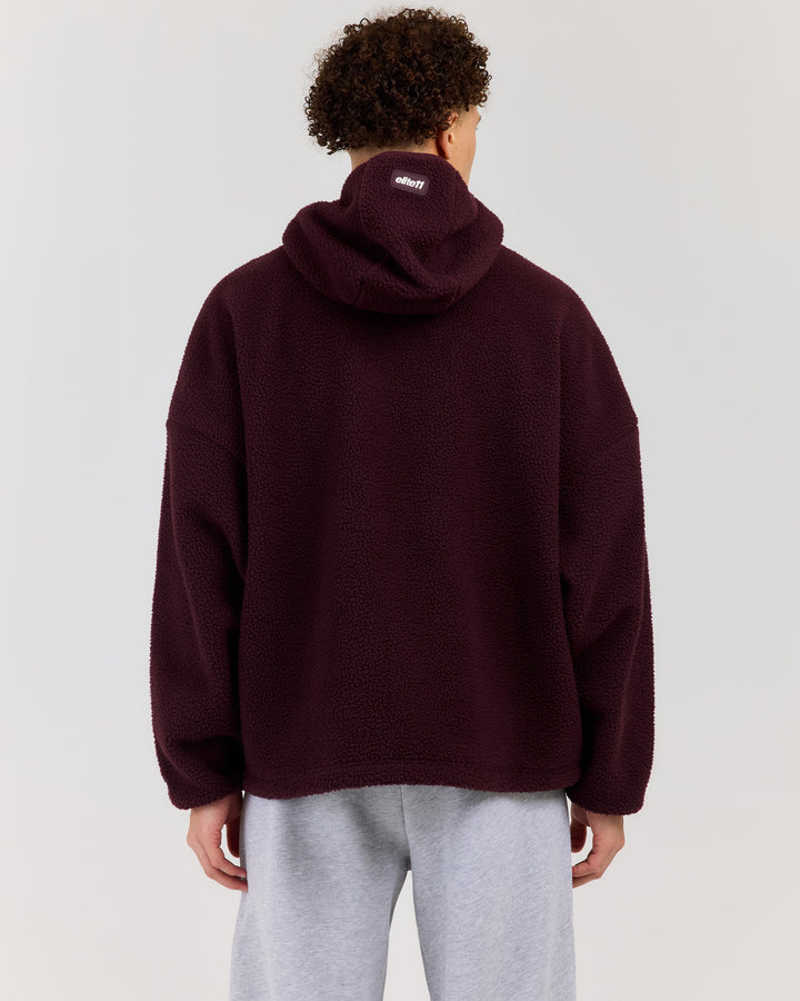 Men's Teddy Fleece Hoodie - Deep Plum