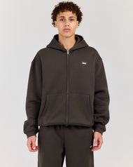 Classic Relaxed Hooded Zip Through - Dark Olive