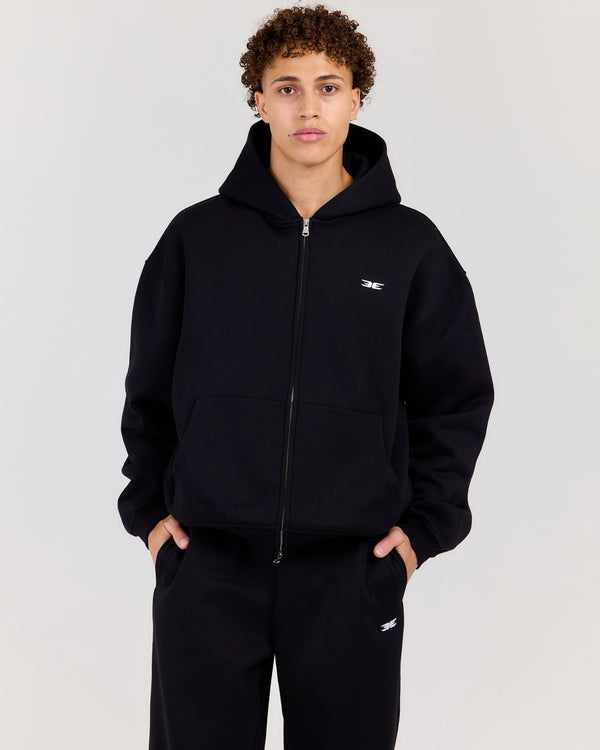 Classic Zip Through Hoodie - Black