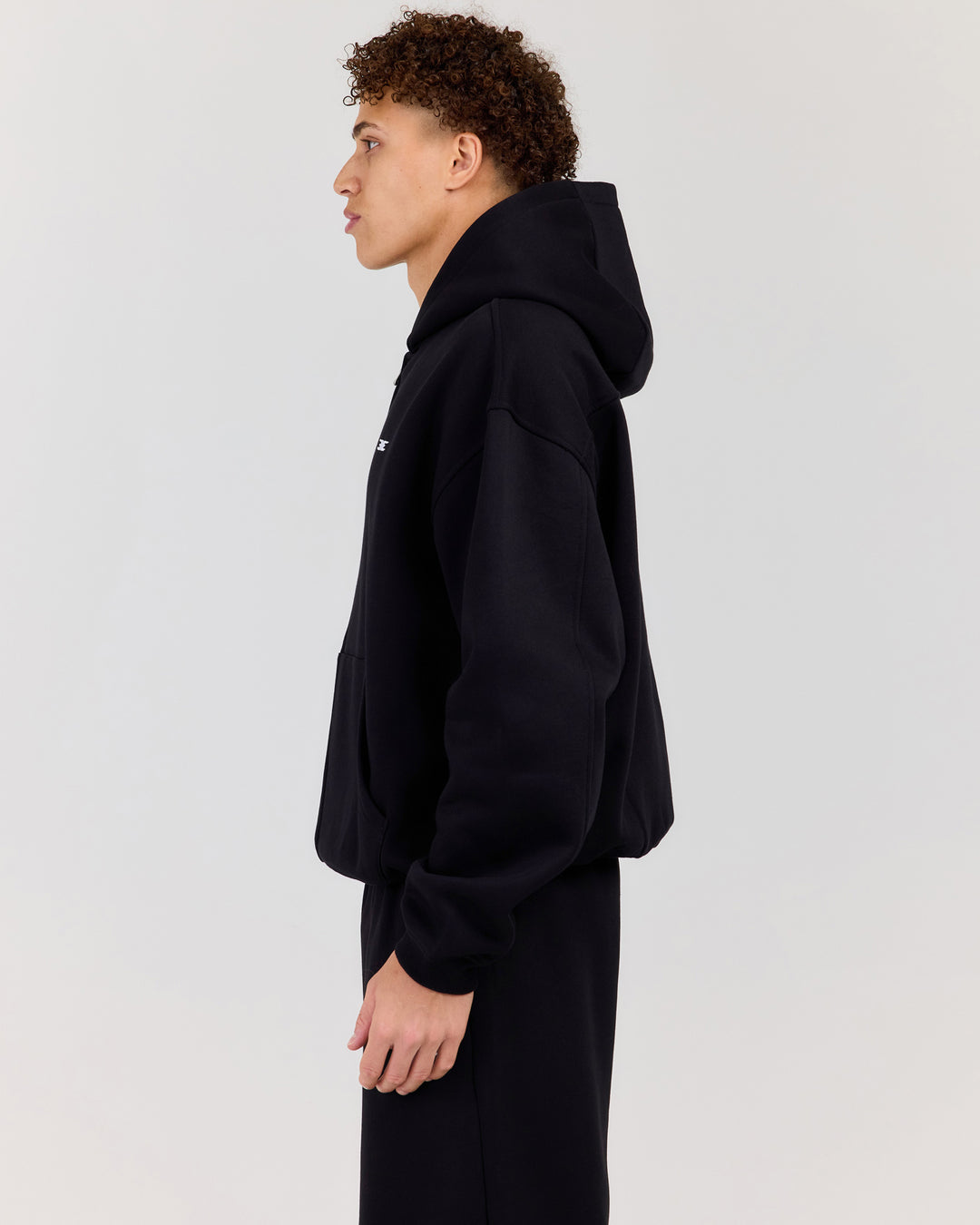 Classic Relaxed Hooded Zip Through - Black