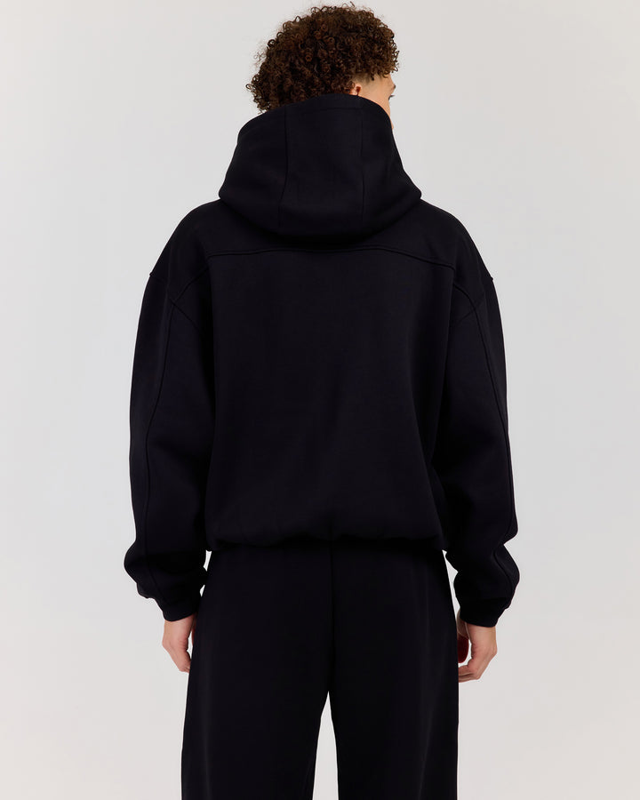Classic Relaxed Hooded Zip Through - Black