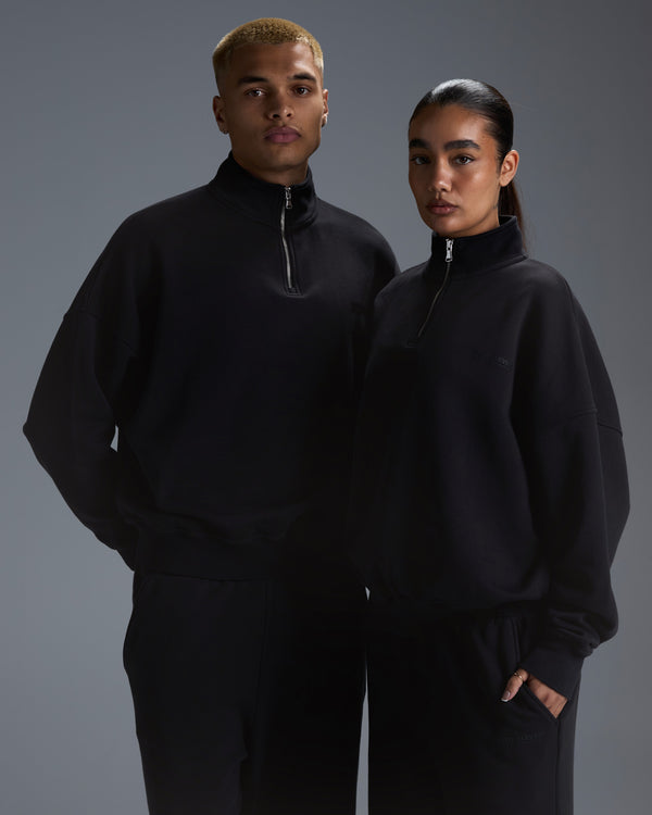 Premium Heavyweight Unisex 1/4 Zip - Black