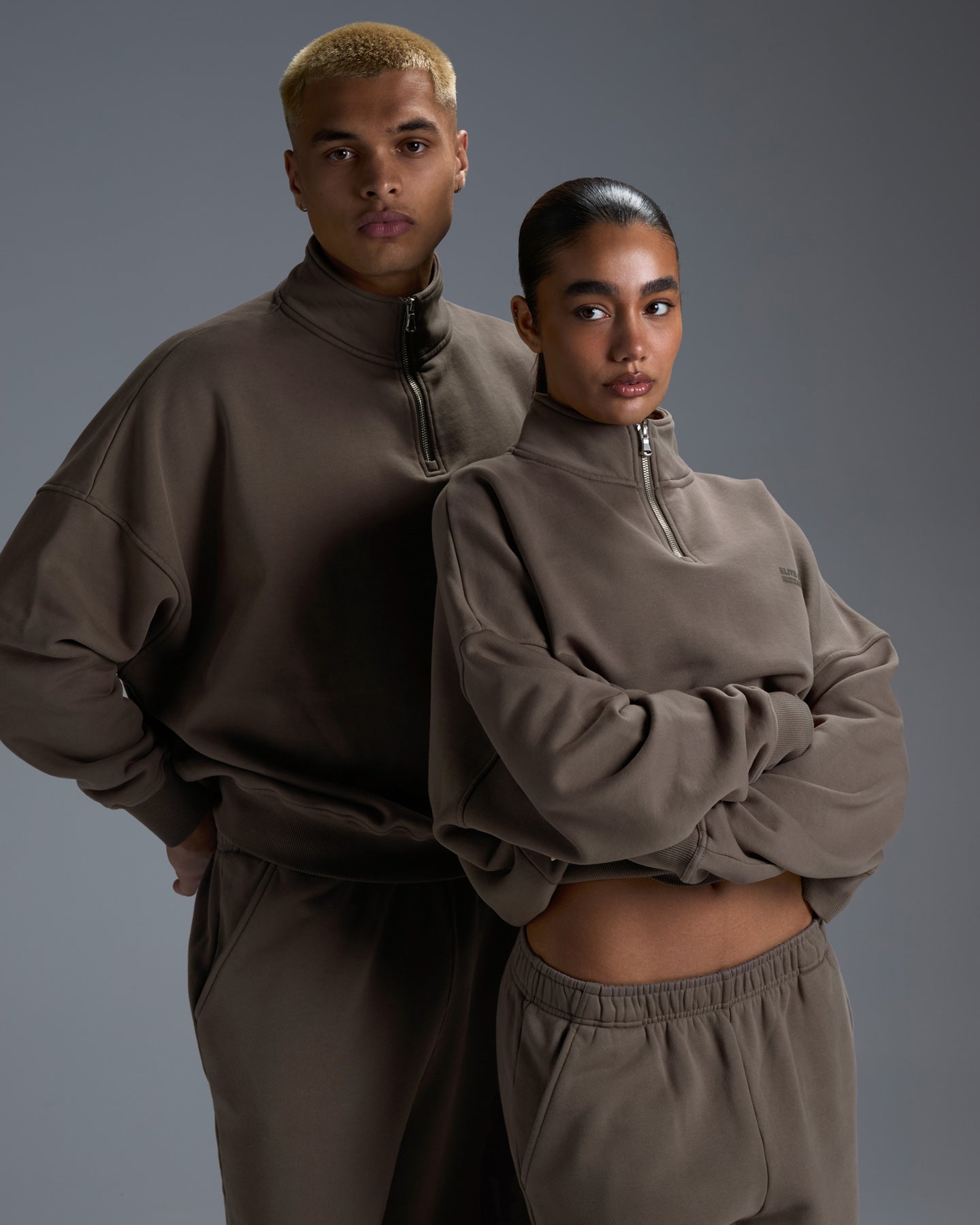 Premium Heavyweight Unisex 1/4 Zip - Dark Taupe