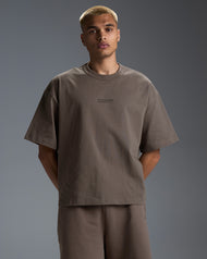 Men's Premium Oversized Cotton Boxy Tee - Dark Taupe