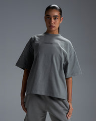 Women's Premium Oversized Cotton Boxy Tee - Fog Green