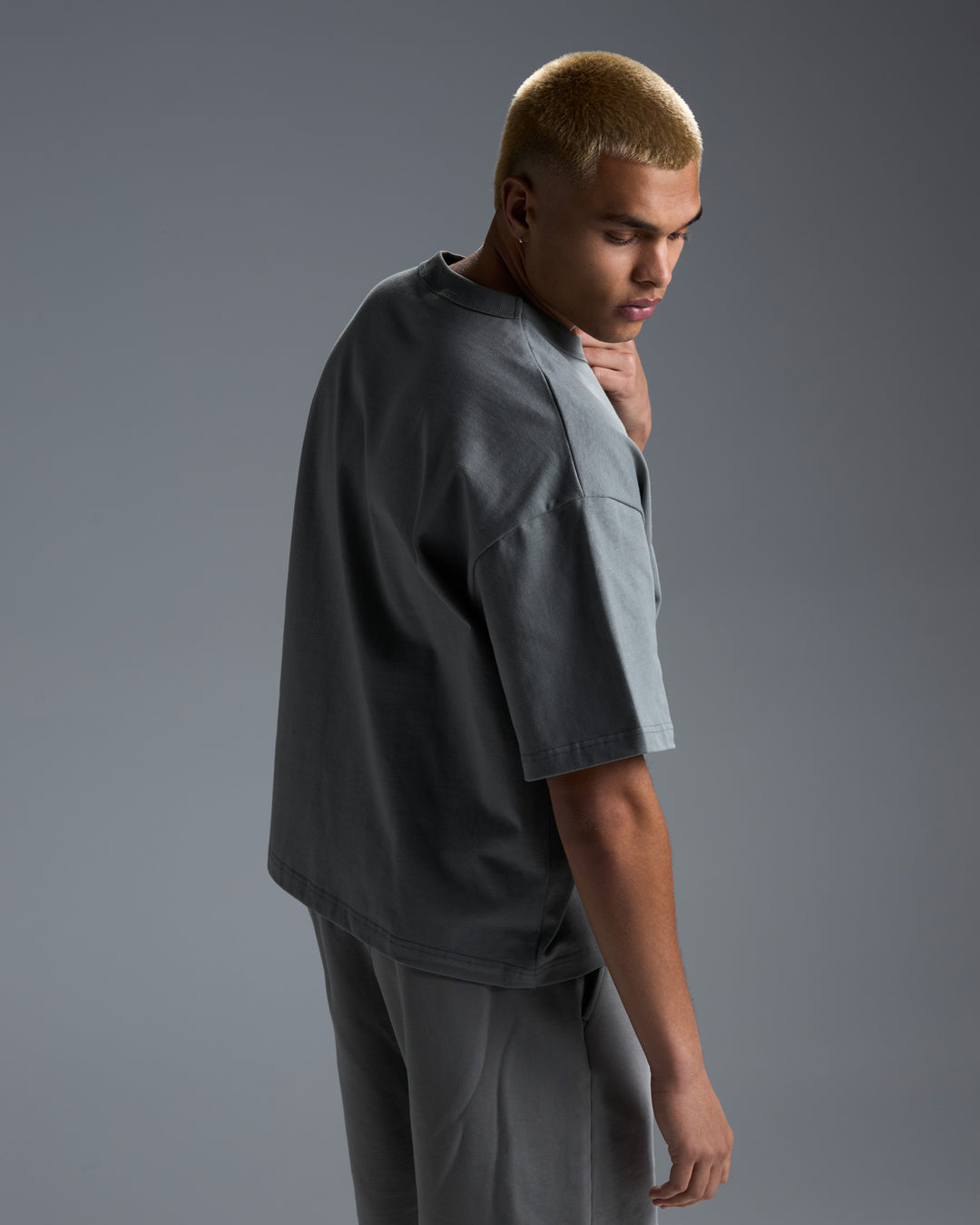 Men's Premium Oversized Cotton Boxy Tee - Fog Green