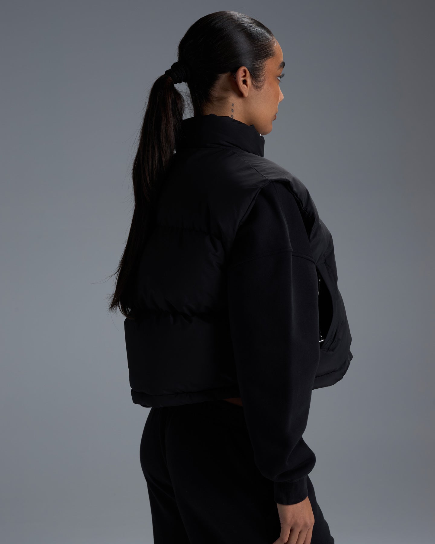 Premium Cropped Puffer Vest - Black – Elite Eleven