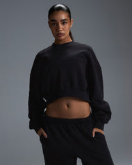 Premium Heavyweight Cropped Crewneck - Black
