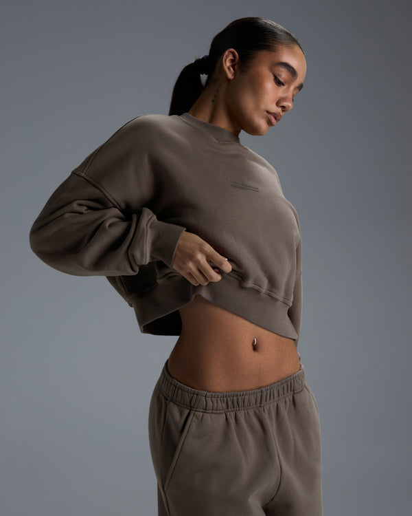 Premium Heavyweight Cropped Crewneck - Dark Taupe