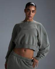 Premium Heavyweight Cropped Crewneck - Fog Green