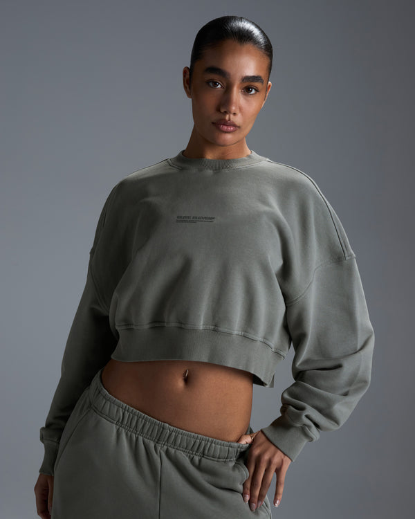 Premium Heavyweight Cropped Crewneck - Fog Green