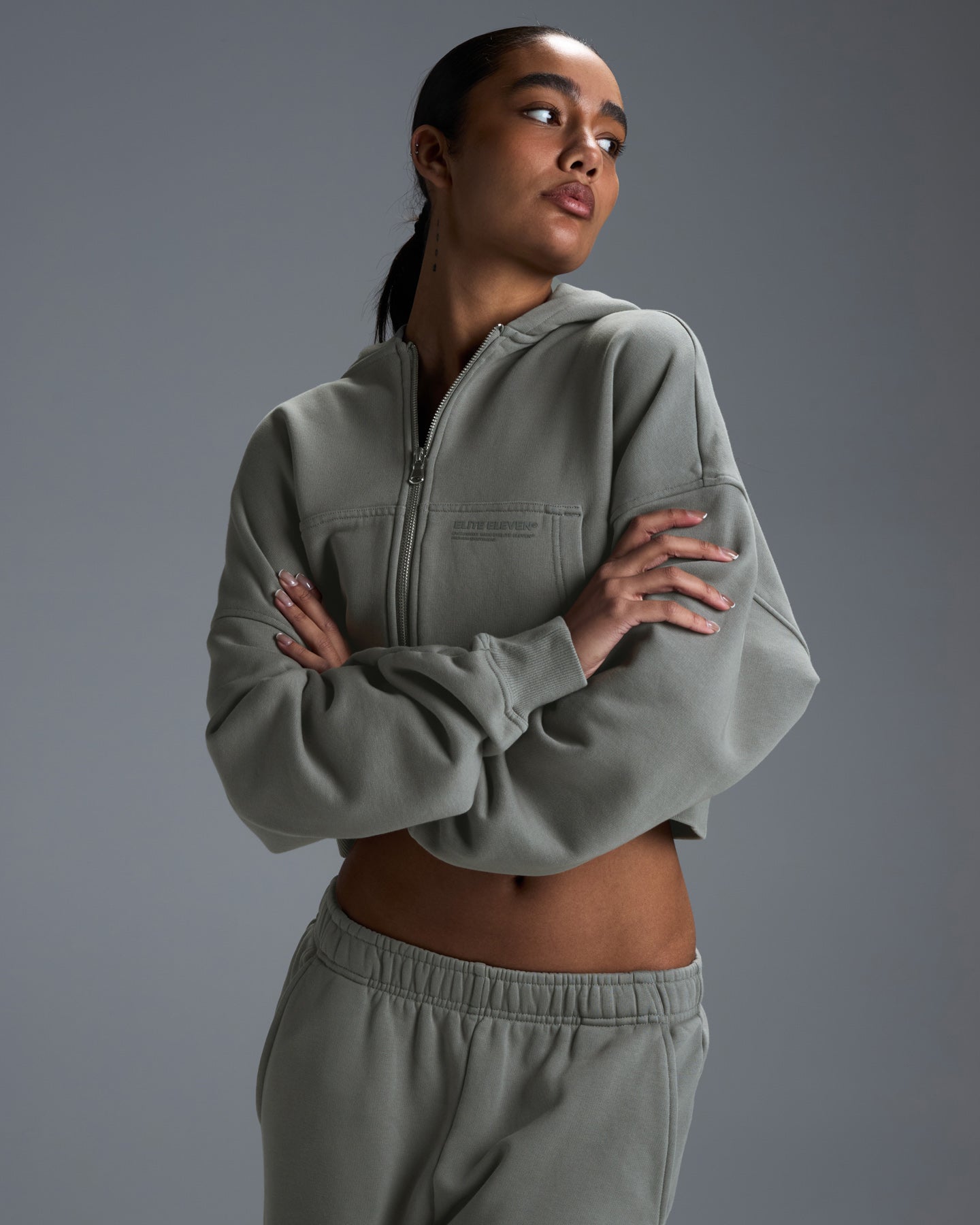 Premium Heavyweight Cropped Zip Through - Fog Green – Elite Eleven