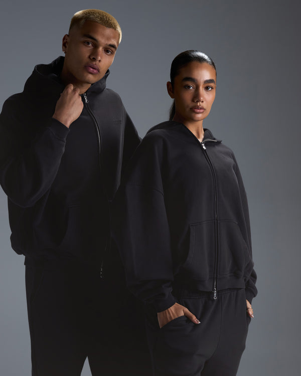 Premium Heavyweight Unisex Zip Through - Black