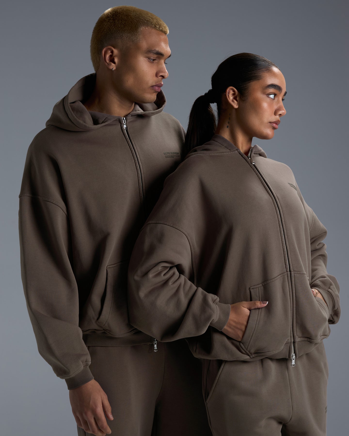 Premium Heavyweight Unisex Zip Through - Dark Taupe