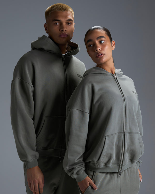 Premium Heavyweight Unisex Zip Through - Fog Green