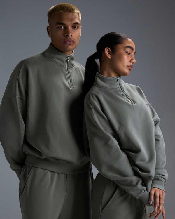 Premium Heavyweight Unisex 1/4 Zip - Fog Green