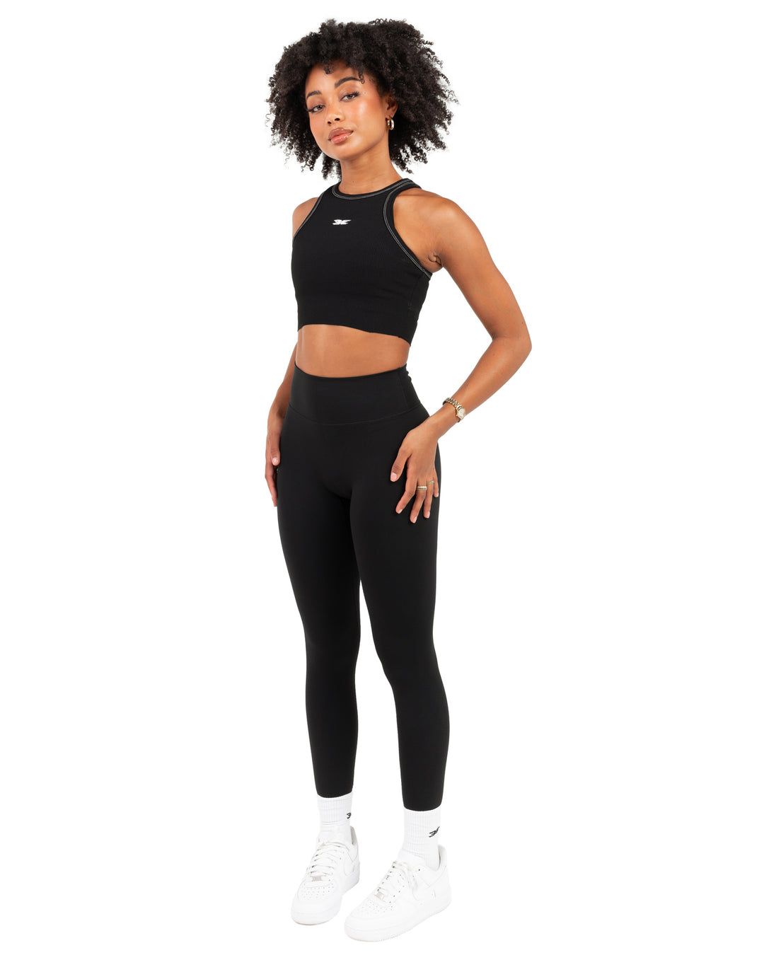 Cropped Ribbed Singlet - Black