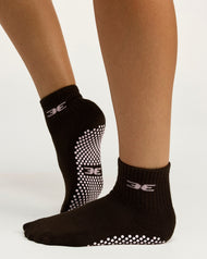 EE Mid Crew Grip Socks - Coffee Bean/Candy Pink