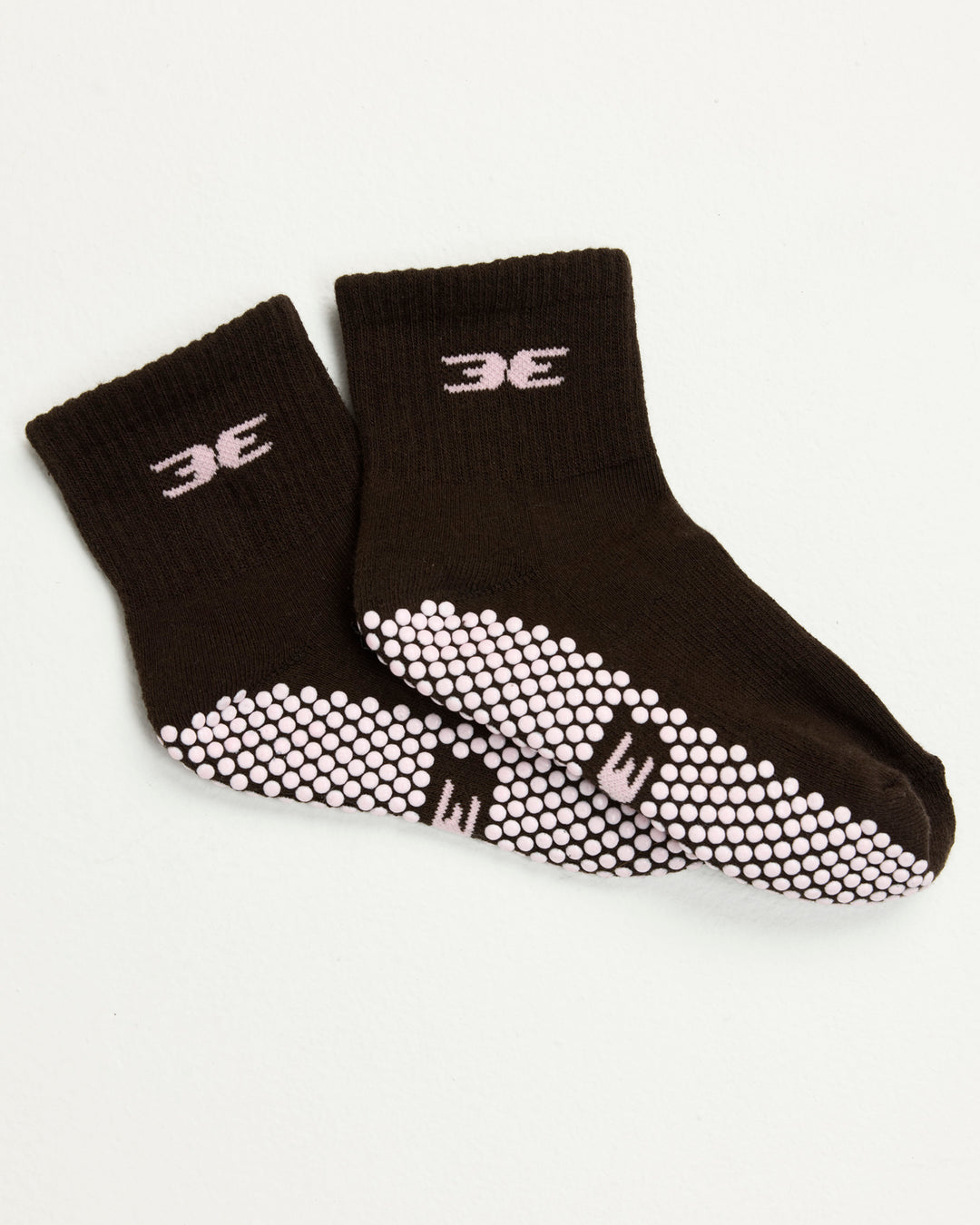 EE Mid Crew Grip Socks - Coffee Bean/Candy Pink
