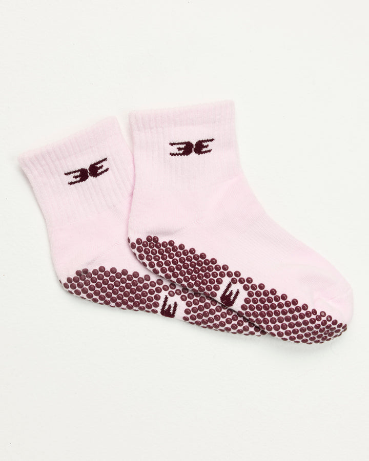EE Mid Crew Grip Socks - Candy Pink/Cherry Cola