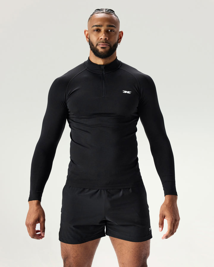 Men's Elite Seamless 1/4 Zip - Black