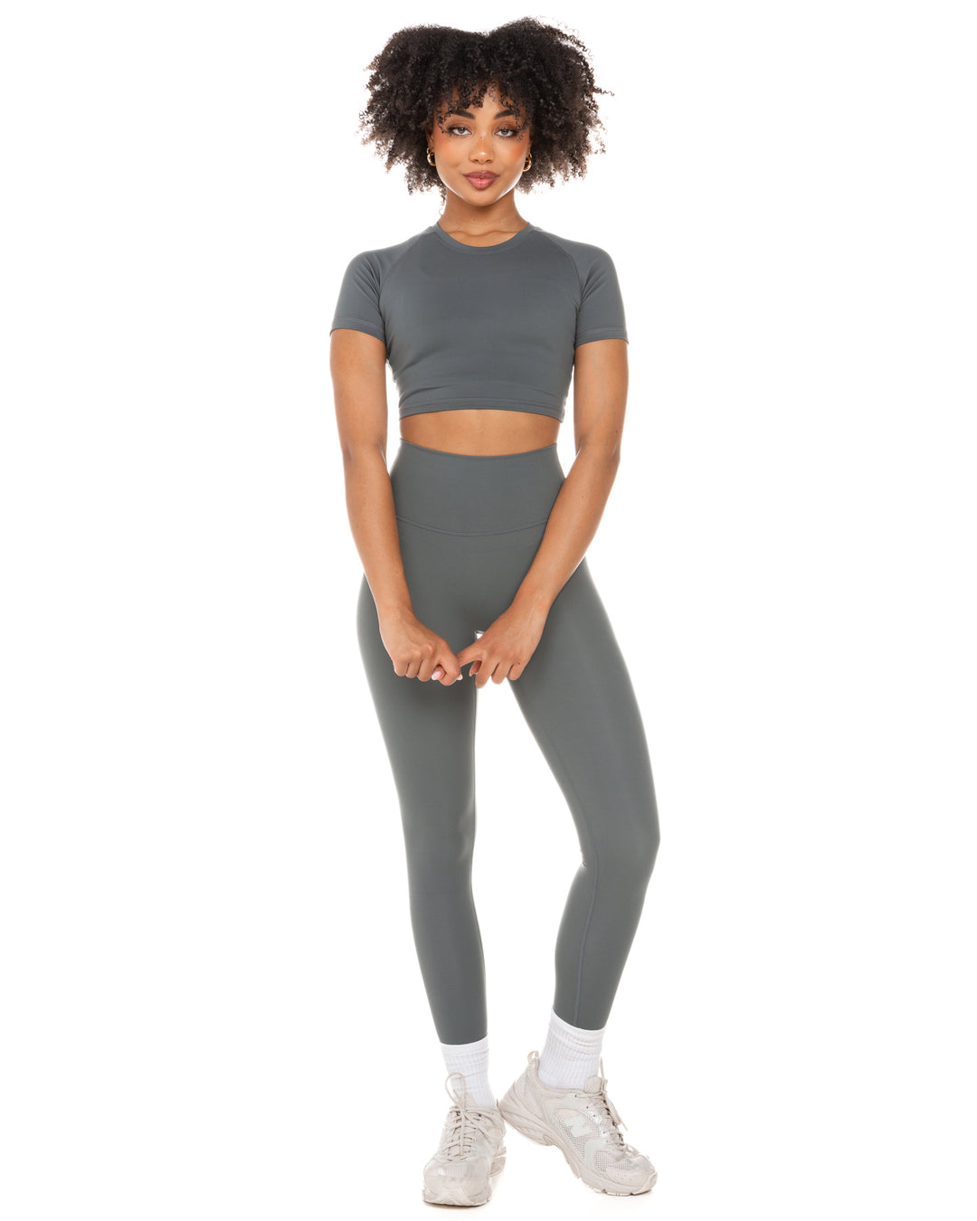 Aura Crop Tee - Cloud Grey