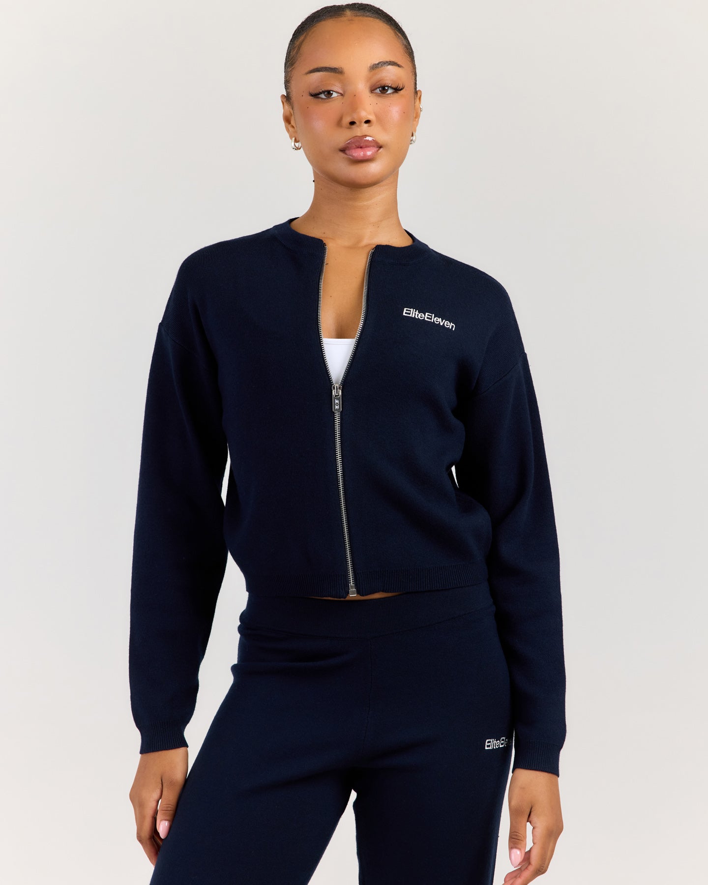Lite Knit Zip Through - Navy