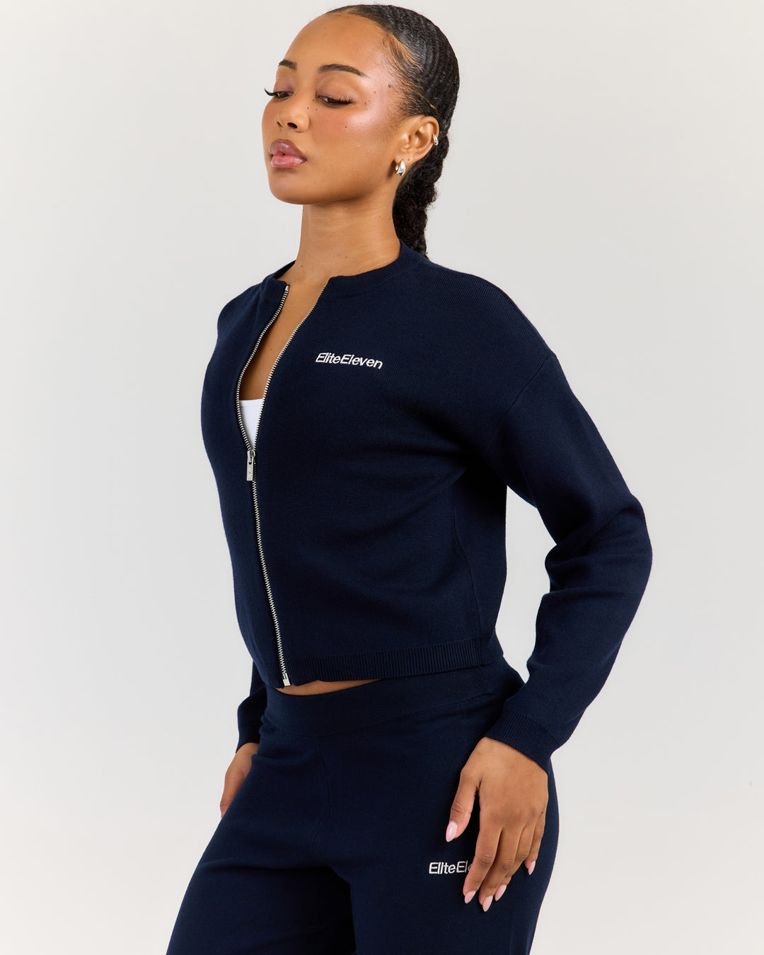 Lite Knit Zip Through - Navy