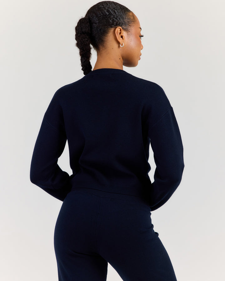 Lite Knit Zip Through - Navy